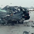 Kraupi avarija „Via Baltica“ kelyje: sumaitotame automobilyje žuvo vyras, moteris su kūdikiu ligoninėje