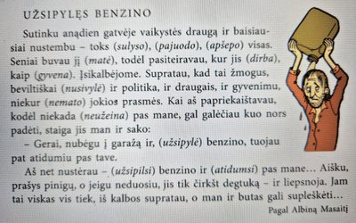 Pagal Albiną Masaitį parengtą lietuvių kalbos užduotį tėvai įvertino kaip siaubingą nesusipratimą, kurio neturėtų būti mokyklos medžiagoje. 