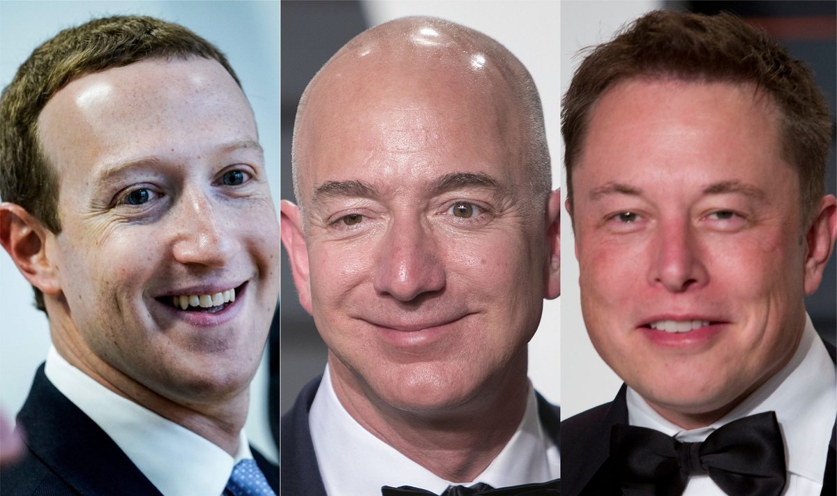 Markas Zuckerbergas, Jeffas Bezosas, Elonas Muskas 