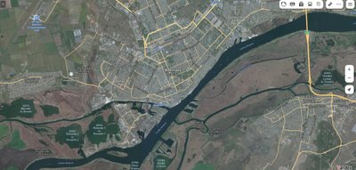 Yandex: скриншот карты Херсона и прилегающей к нему местности;