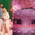 Khloe Kardashian pasidalijo kūdikio sutiktuvių šventės nuotraukomis: tūkstančiai rožinių žiedų ir svaiginanti prabanga