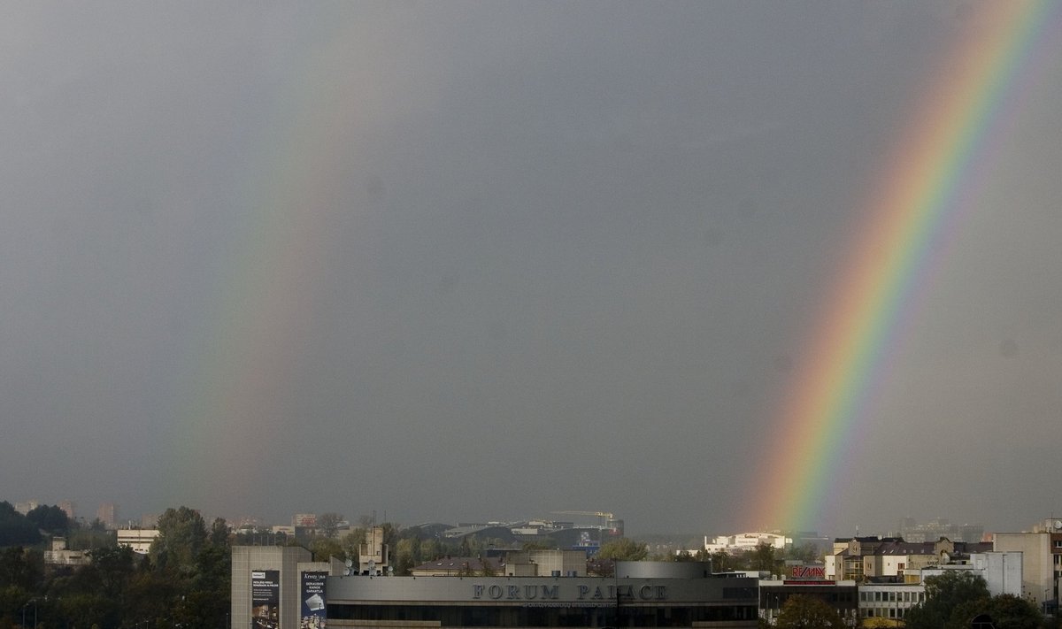 Two rainbows in the Vilnius sky line