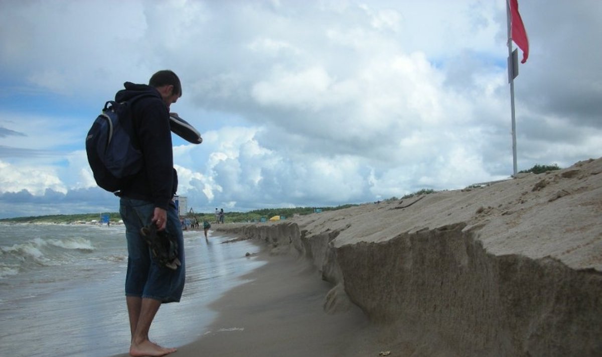 Po audros liepos viduryje Palangos paplūdimys atrodė taip 