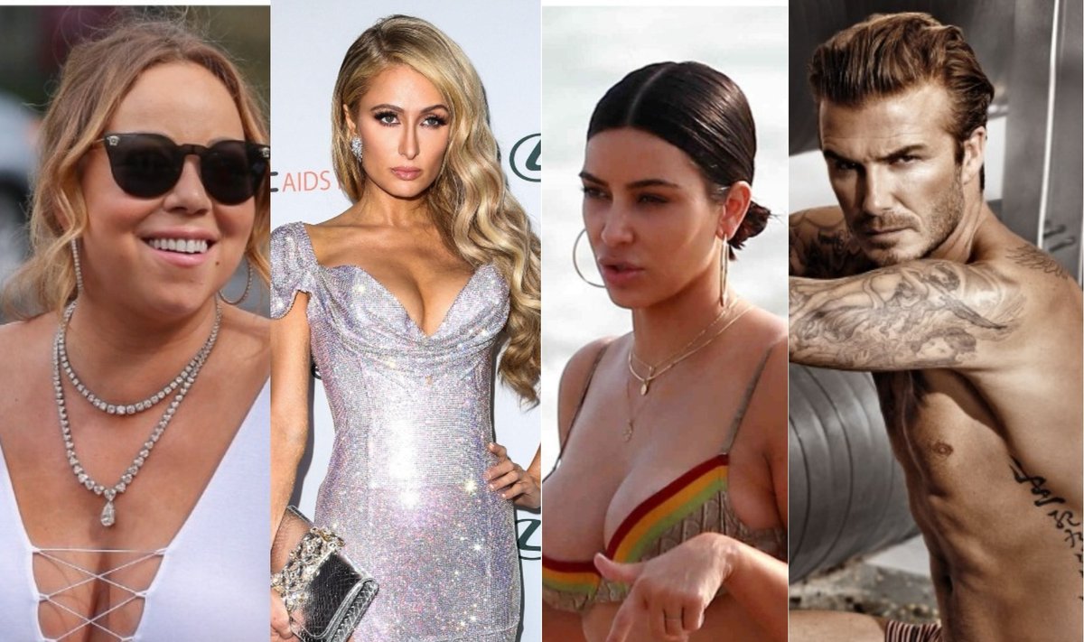 Mariah Carey, Paris Hilton, Kim Kardashian, Davidas Beckhamas