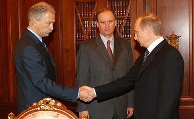 Borisas Gryzlovas Nikolajus Patruševas ir Vladimiras Putinas