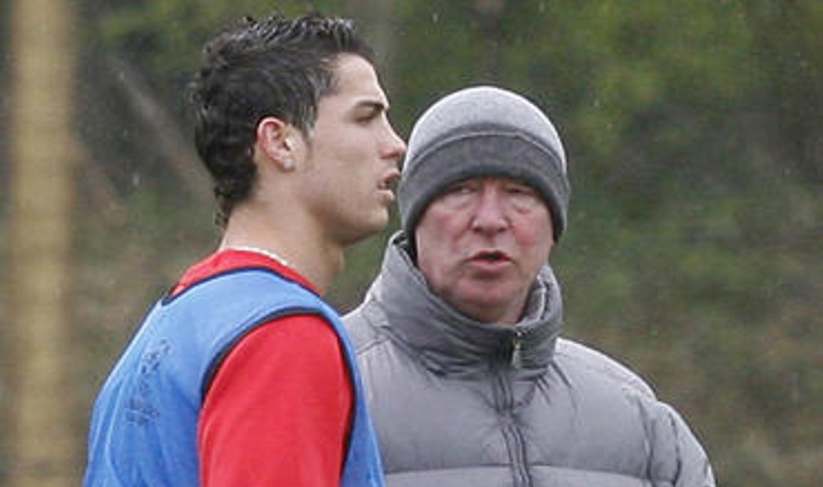 Alex Ferguson ir Cristiano Ronaldo ("Manchester United") 