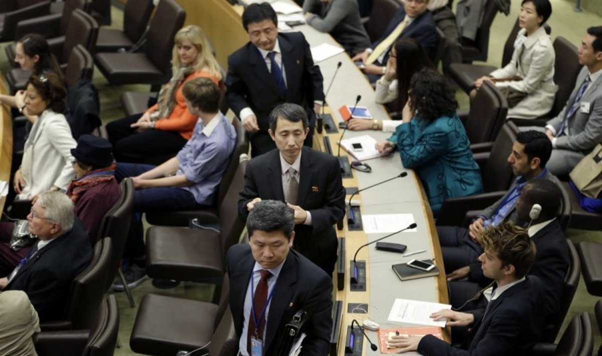 Šiaurės Korėjos diplomatai surengė demaršą JT renginyje