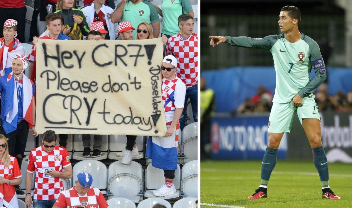 Kroatų fanai ir Cristiano Ronaldo (AFP/Reuters/Scanpix nuotr.)