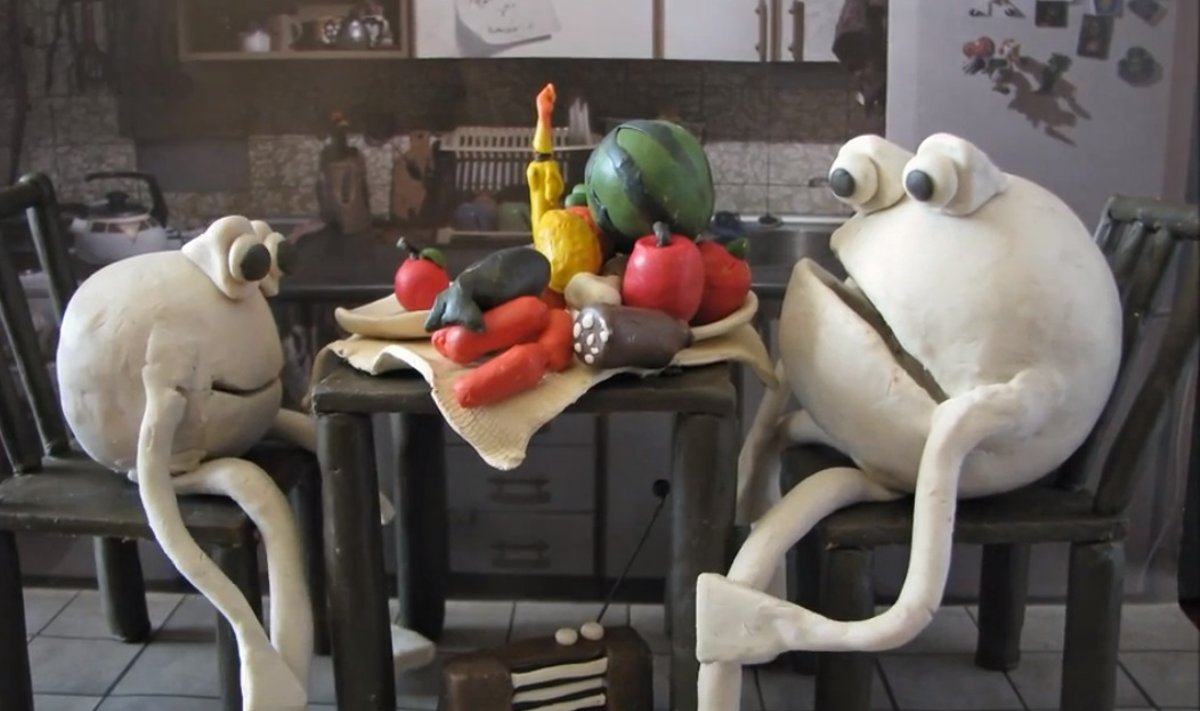 Plastelininės animacijos filmuko „Maisto švaistymas“ stopkadras
