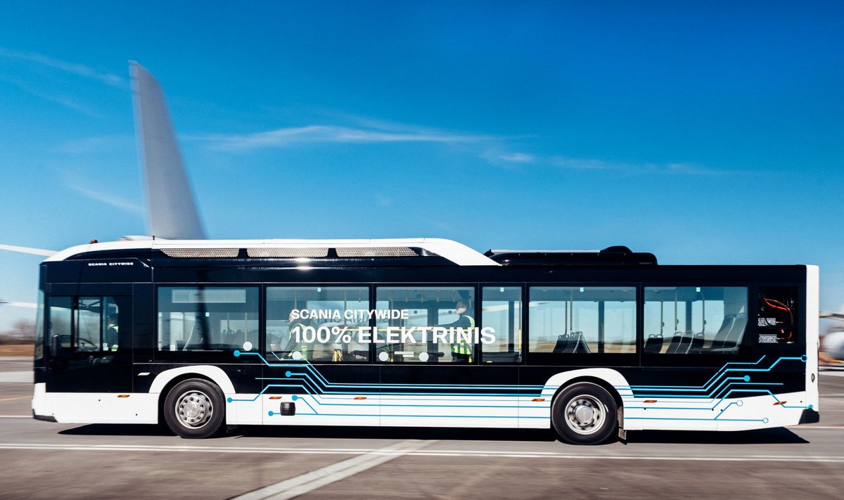 Vilniaus oro uoste keleiviams vežti išbandomas elektra varomas autobusas