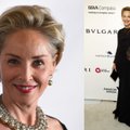 Puikias formas išsaugojusi 63-jų sekso simbolis Sharon Stone gerbėjams linkėjimų pasiuntė išsirengusi savo namų kieme