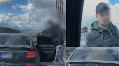 „Audi“ ekipažas santykius su važiuojančiais iš paskos nusprendė išsiaiškinti tiesiog kelyje