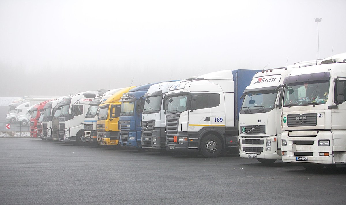 Trucks on the Belarussian border