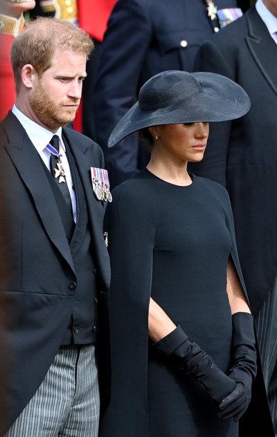 Meghan Markle ir princas Harry karalienės laidotuvėse