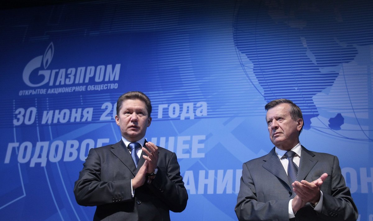 Gazprom valdybos pirmininkas Viktoras Zubkovas ir generalinis direktorius Aleksejus Milleris