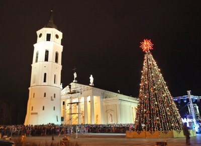 Vilnius, 2011 m. Gruodžio 3 d. (ELTA). Įžiebta pagrindinė Vilniaus ir visos Lietuvos Kalėdų eglė. Dainiaus Labučio (ELTA) nuotr.
