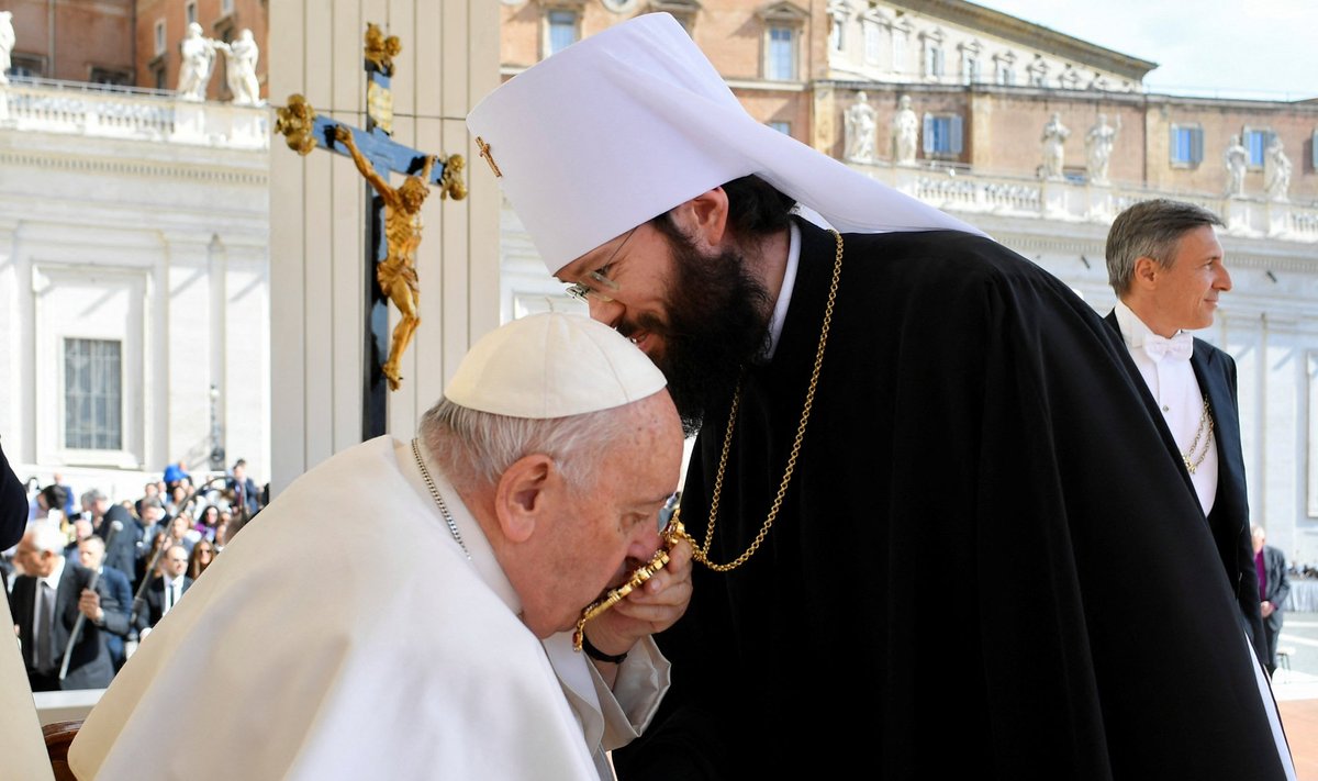Popiežius Pranciškus susitiko su aukštu Rusijos stačiatikių bažnyčios atstovu