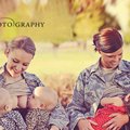 Žindančių motinų, vilkinčių karines uniformas, nuotraukos sukėlė pasipiktinimą