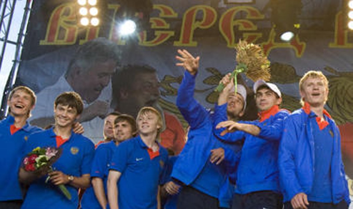 Rusijos futbolininkų sutiktuvės Maskvoje