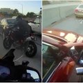 Nufilmuota: dėl pramuštgalvio motociklininko kilo avarija, bet jis liko nekaltas