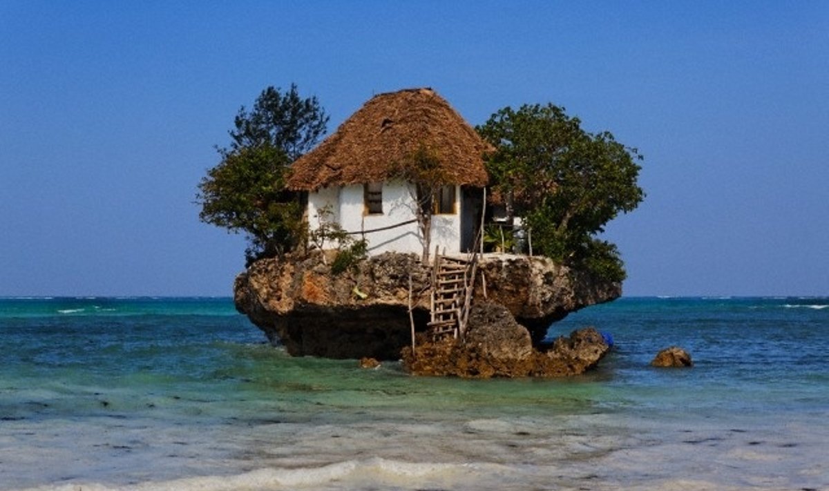 Restoranas ant uolos, Zanzibaras, Tanzanija