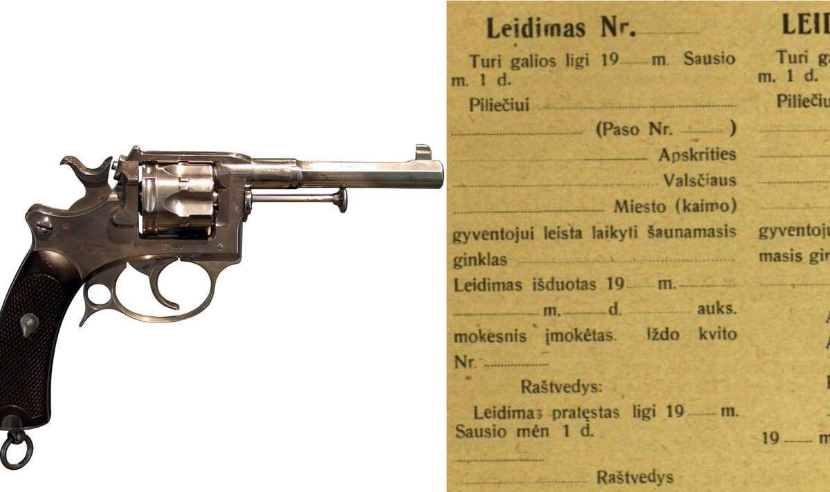 Revolveris / Leidimo ginklui pirmoji lietuviška forma. „Vyriausybės žinios“, 1919 m., Nr. 12