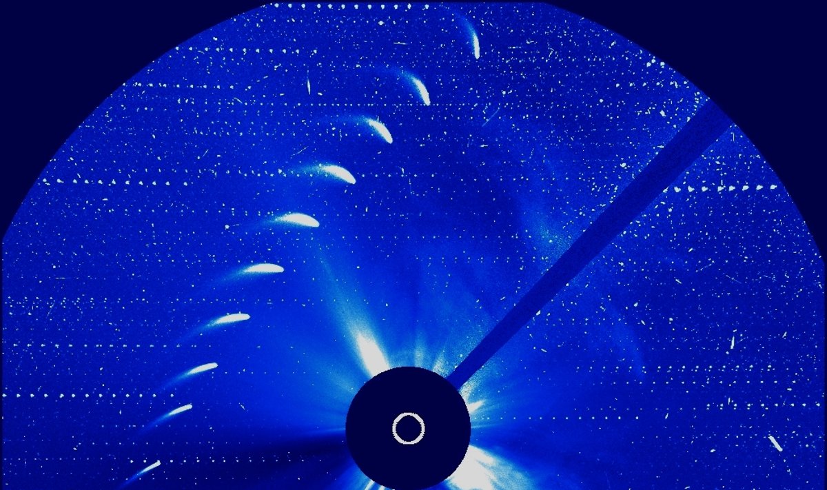 Kometos 96P/Machholz padėtis  kas 6 valandas sausio 29 - vasario 1 dienomis. SOHO/ESA/ NASA/M. Macijausko nuotr.