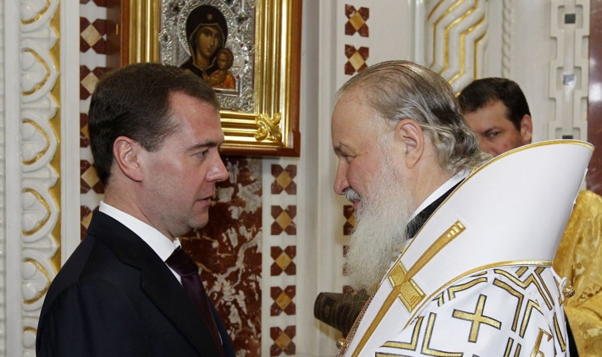 Patriarchas Kirilas ir Dmitrijus Medvedevas