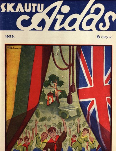 Skautų sąskrydžiui Palangoje skirtas žurnalo „Skautų aidas“ viršelis (Nr. 8, 1933).  ePaveldas nuotr.