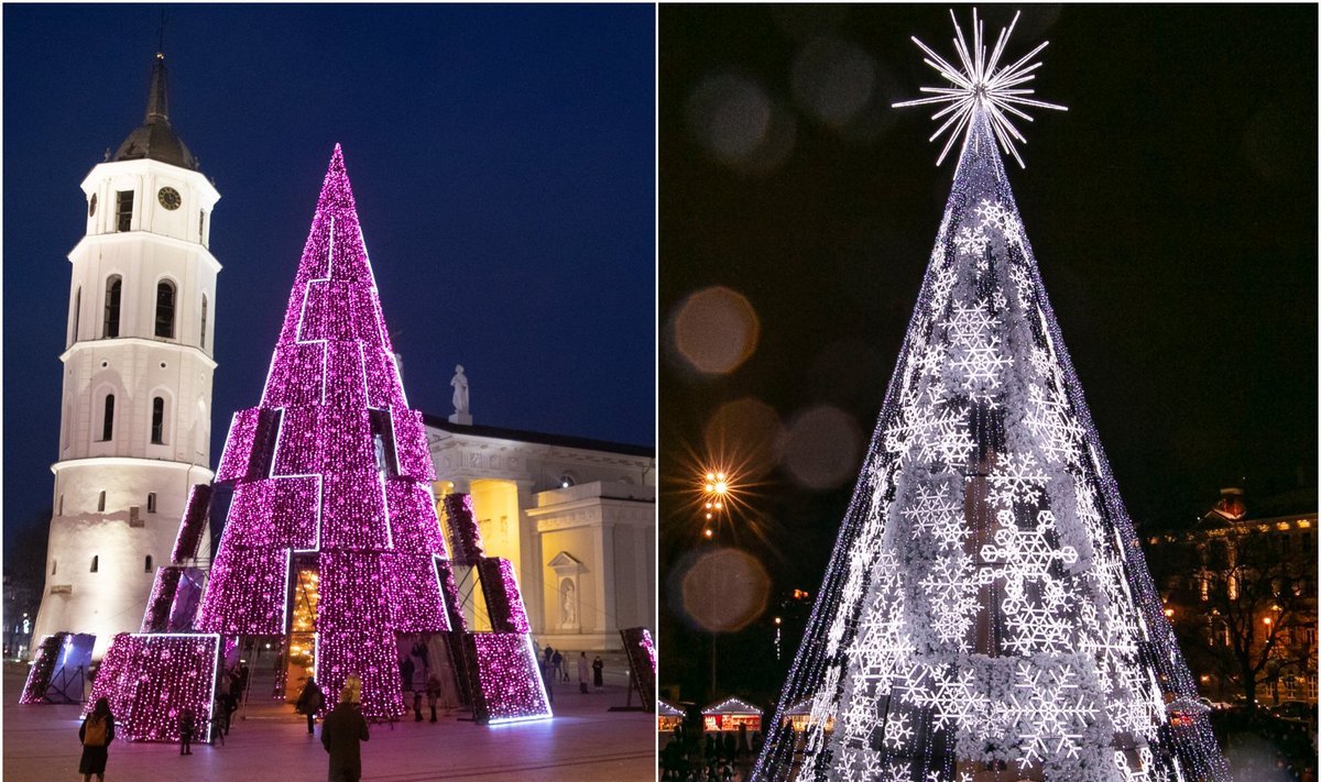 Vilniaus Kalėdų eglė pernai ir šiemet