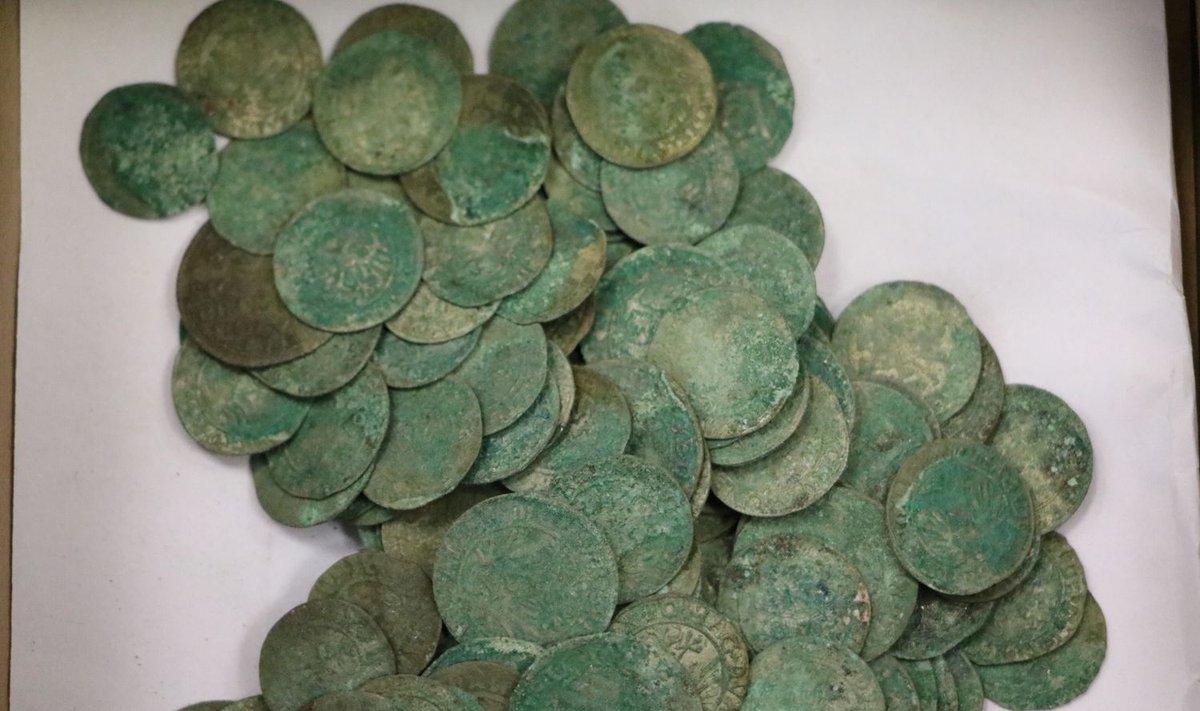 Trove of 500-year-old coins unearthed during street renovation in Kaunas