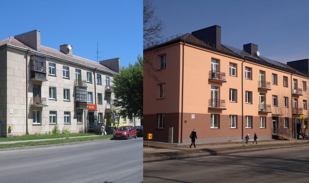 Tas pats namas prieš ir po renovacijos