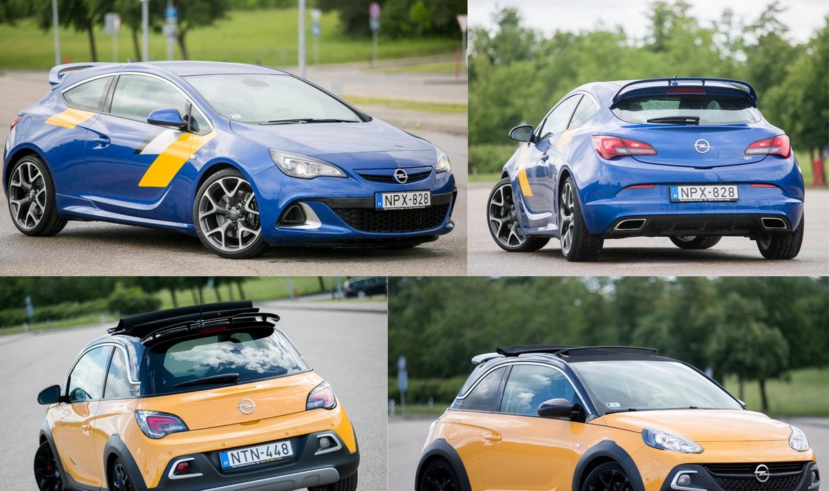 "Opel Astra GTC OPC" ir "Opel Adam Rocks S"