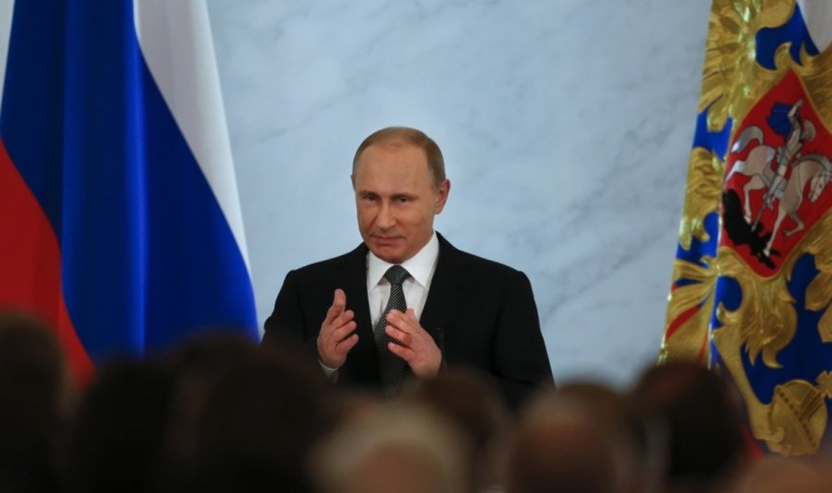 Vladimiro Putino pranešimas šalies parlamento žemiesiems rūmams.  