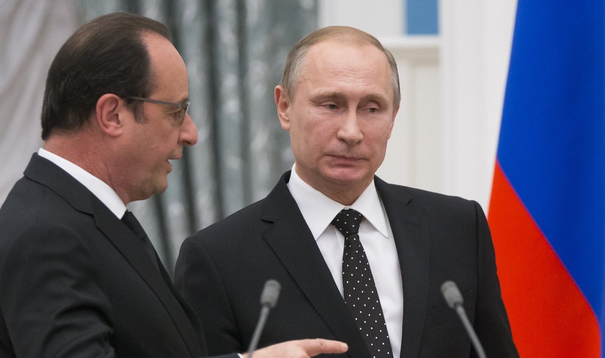 French President Francois Hollande and Russia's Vladimir Putin