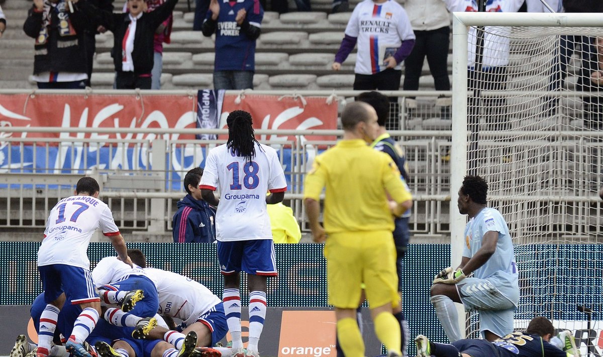 Lyon futbolininkų džiaugsmas po pelnyto įvarčio