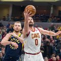 LeBroną pergudravęs Sabonis inicijavo pergalingą „Pacers“ spurtą prieš „Cavaliers“