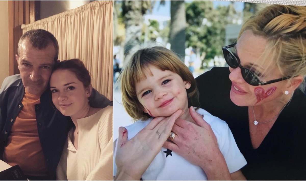 Melanie Griffith ir Antonio Banderas su dukra Stella