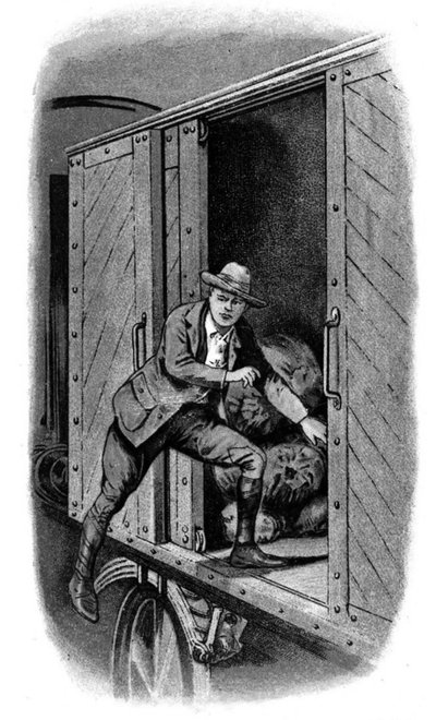 Iš nelaisvės pabėgęs W. Churchillis lipa į pravažiuojantį traukinį. Cigarečių pakelių kortelė iš serijos „Famous Escapes“
