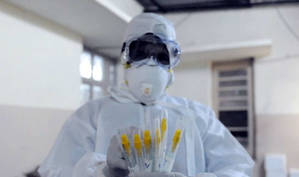 Indijos medikas tikrina H1N1 viruso mėginius