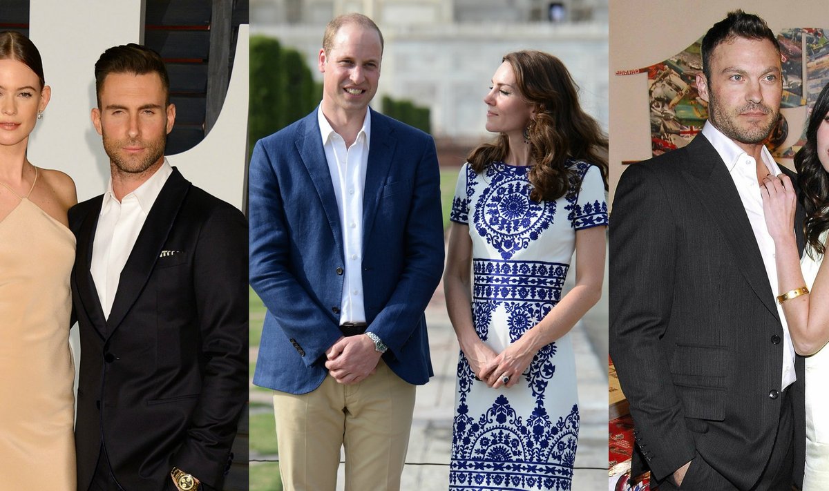 Adamas Levine‘as ir Behati Prinsloo, Kate Middleton ir princas Williamas, Megan Fox ir Brianas Austinas Greenas