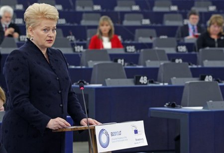 Dalia Grybauskaitė pristato Lietuvos pirmininkavimą ES Strasbūre