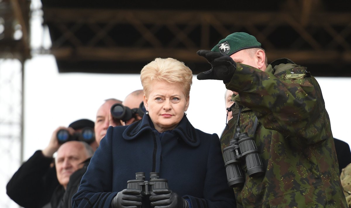 Dalia Grybauskaitė at Pabradė during the Iron Sword 2014