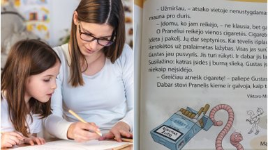 Išvydusi užduotį pradinukų vadovėlyje mama neteko žado: alkoholio ir rūkalų reklama uždrausta, o vaikams pasakojama apie cigaretes