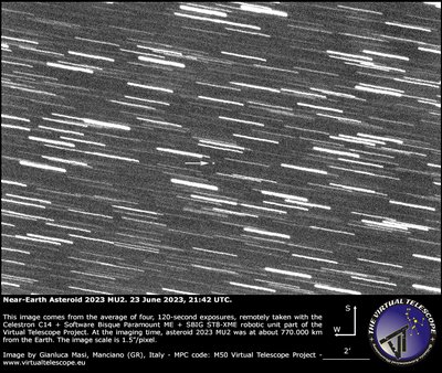 Asteroidas 2023 MU2. VirtualTelescope nuotr.