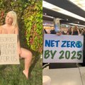 Planetą išgelbėti siekianti aktyvistė apnuoginta krūtine protestavo prie Boriso Johnsono namų: ko dar reikia, kad žmonės atsibustų?