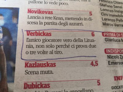 Italijos ir Lietuvos rungtynių apžvalga Italijos spaudoje