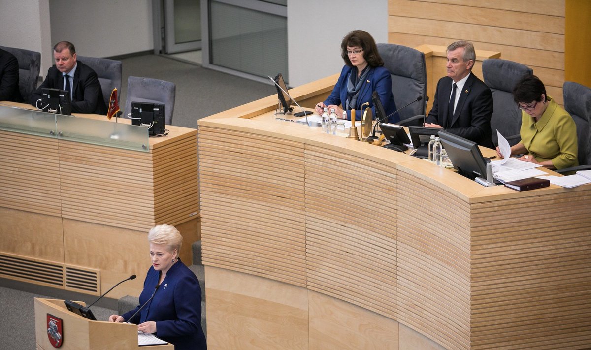 President Dalia Grybauskaitė president delivers the State of the Nation Address at the Seimas