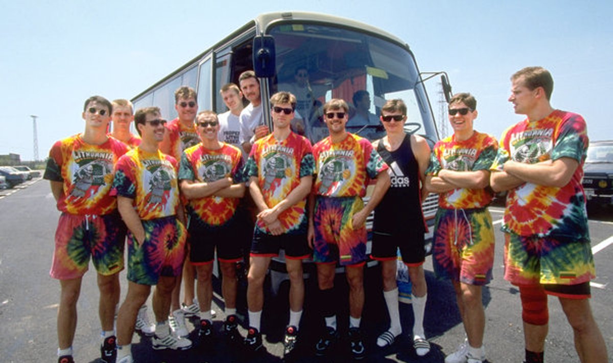 The 1992 Lithuanian national basketball team pictured in Barcelona. Photo courtesy of Lou Capozzola
