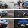 Suirutė Vakarų Lietuvoje: dėl plikledžio automobiliai vienas po kito skriejo į griovius